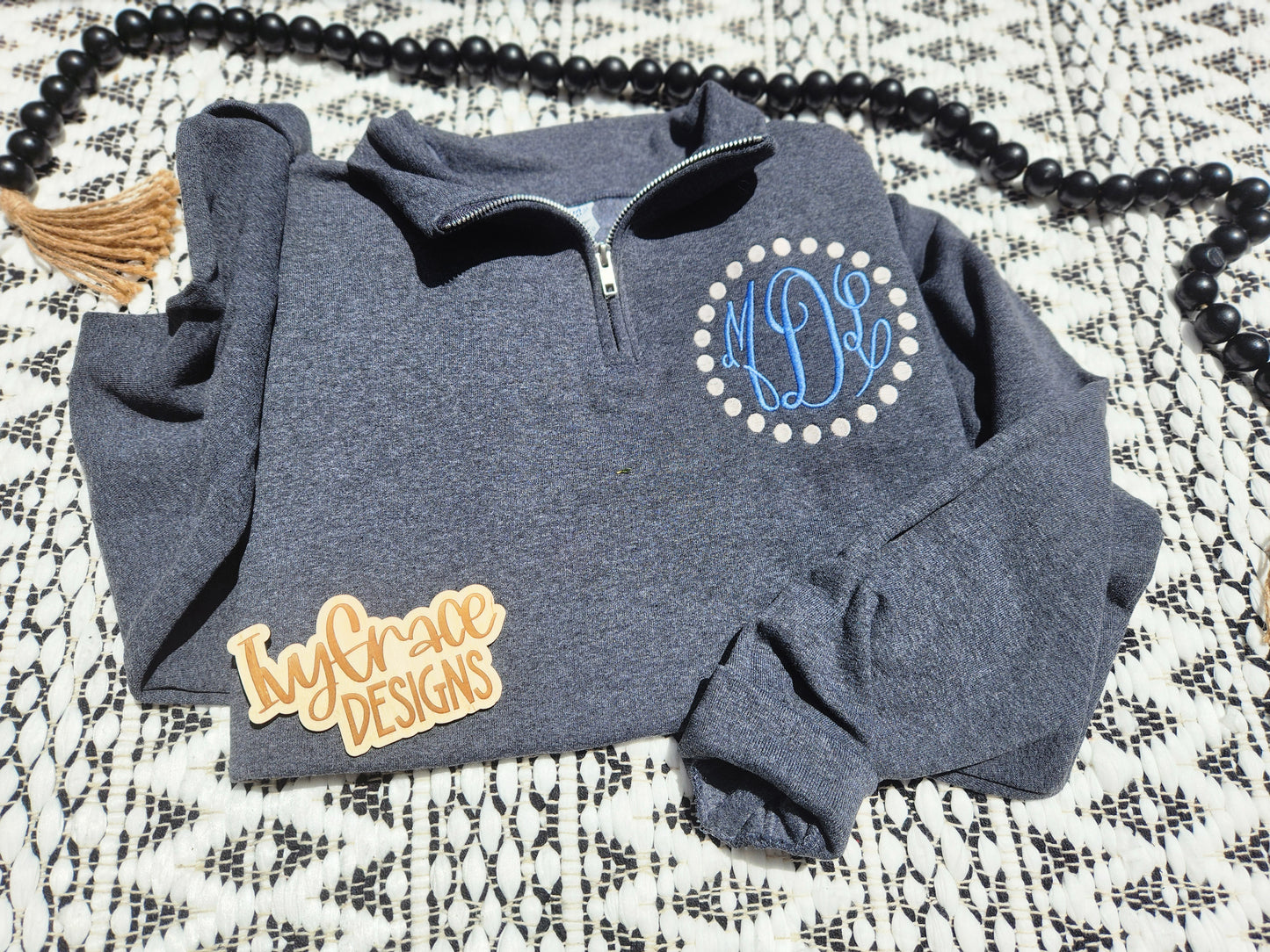 Dotted circle Monogram quarter zip