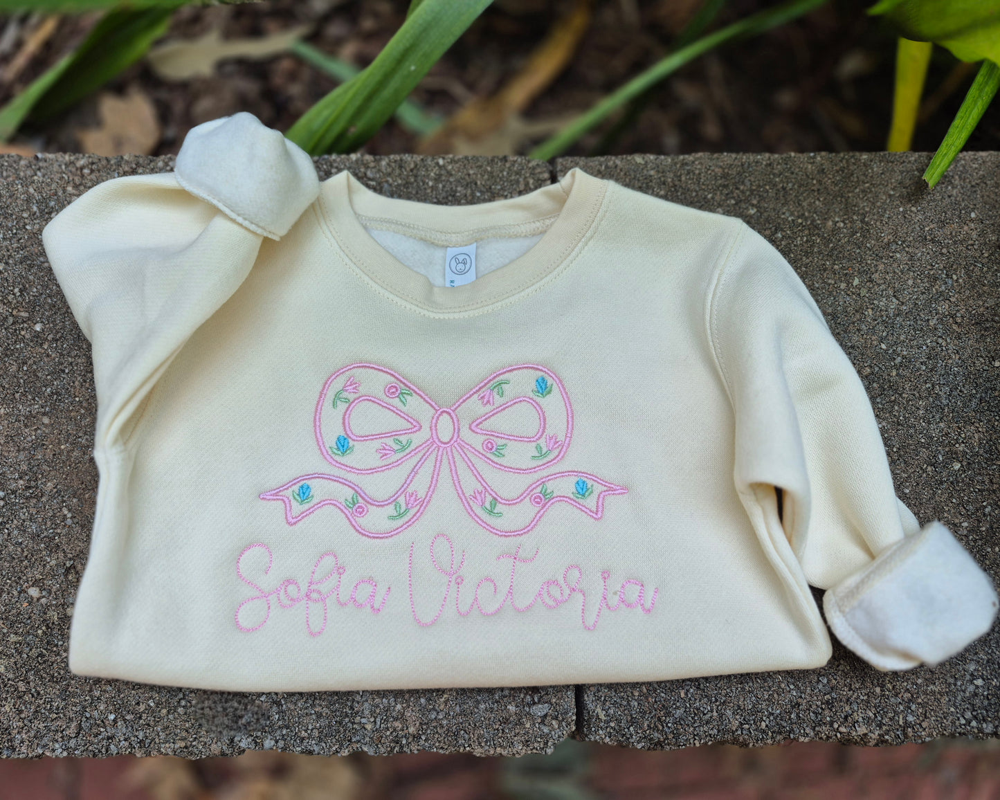 Floral name bow sweatshirts - toddler & infant