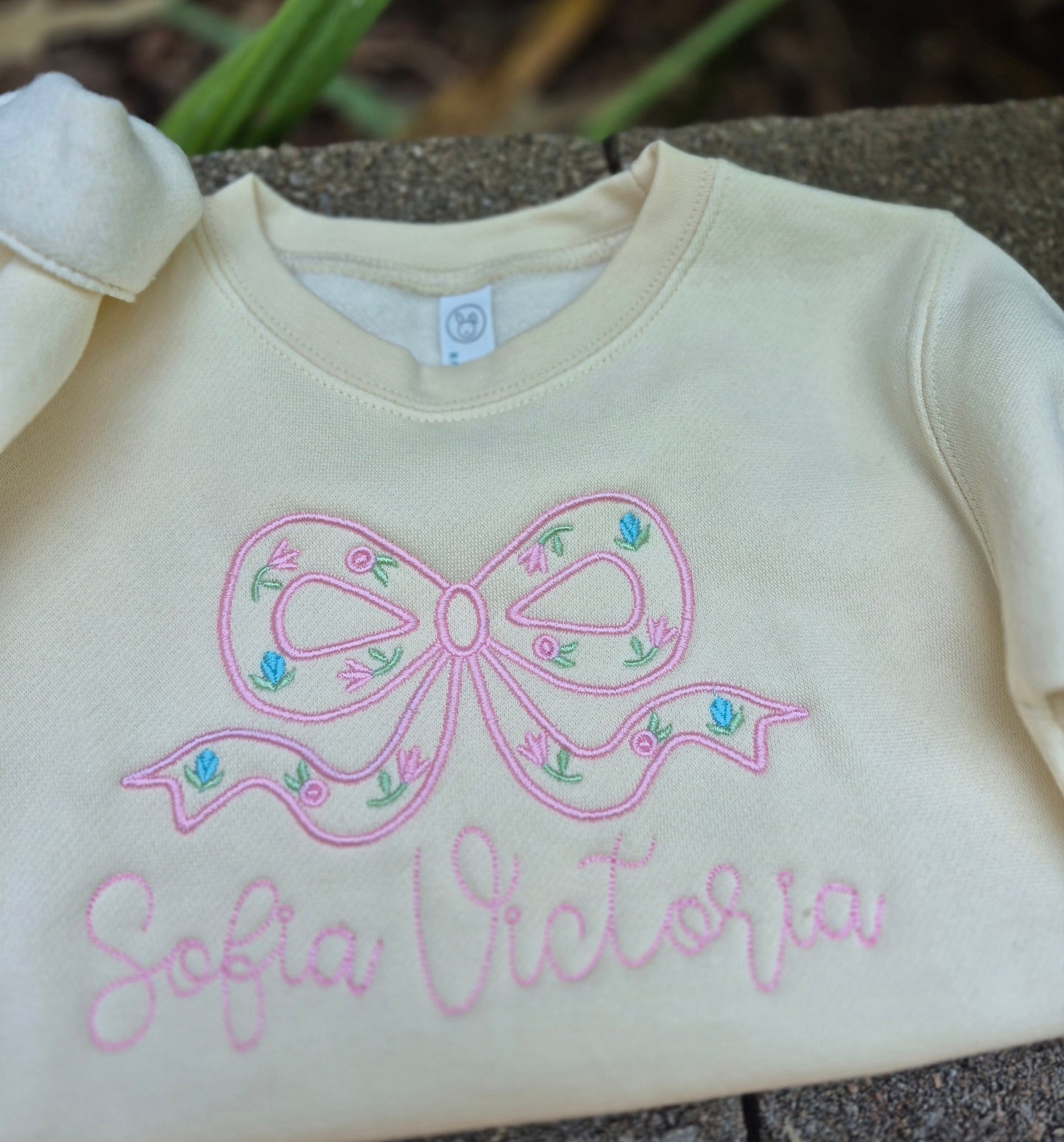 Floral name bow sweatshirts - toddler & infant