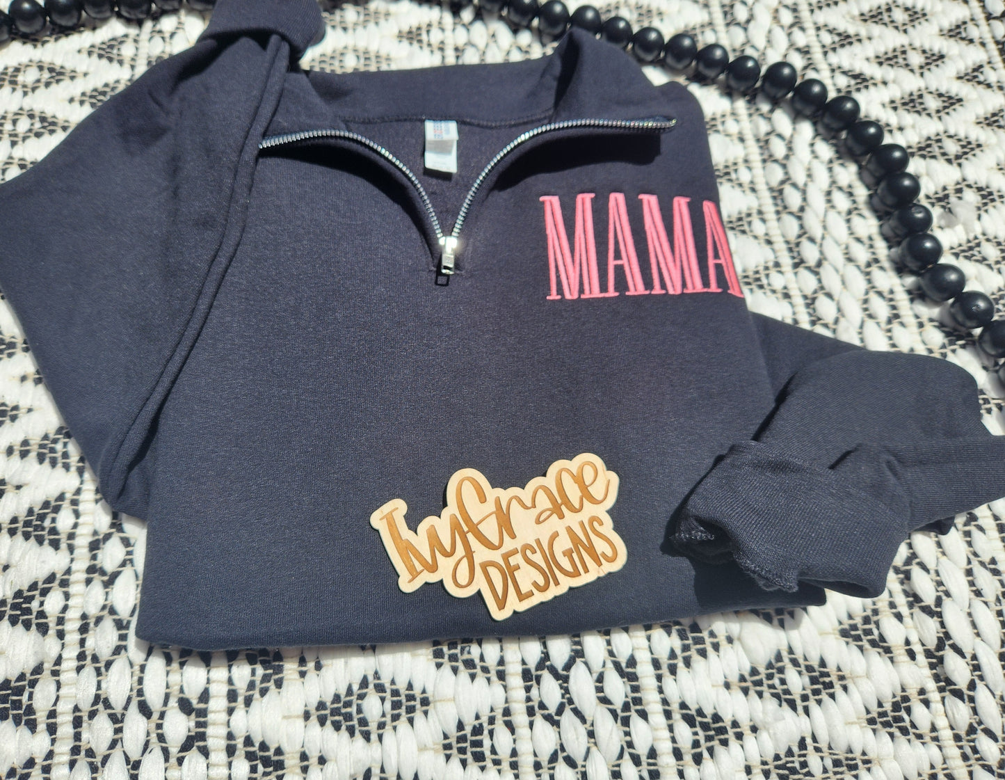 Monogram or MAMA - embroidery quarter zips