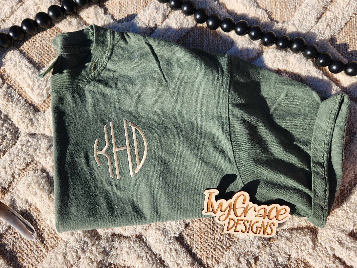 Monogram comfort color tee - embroidery