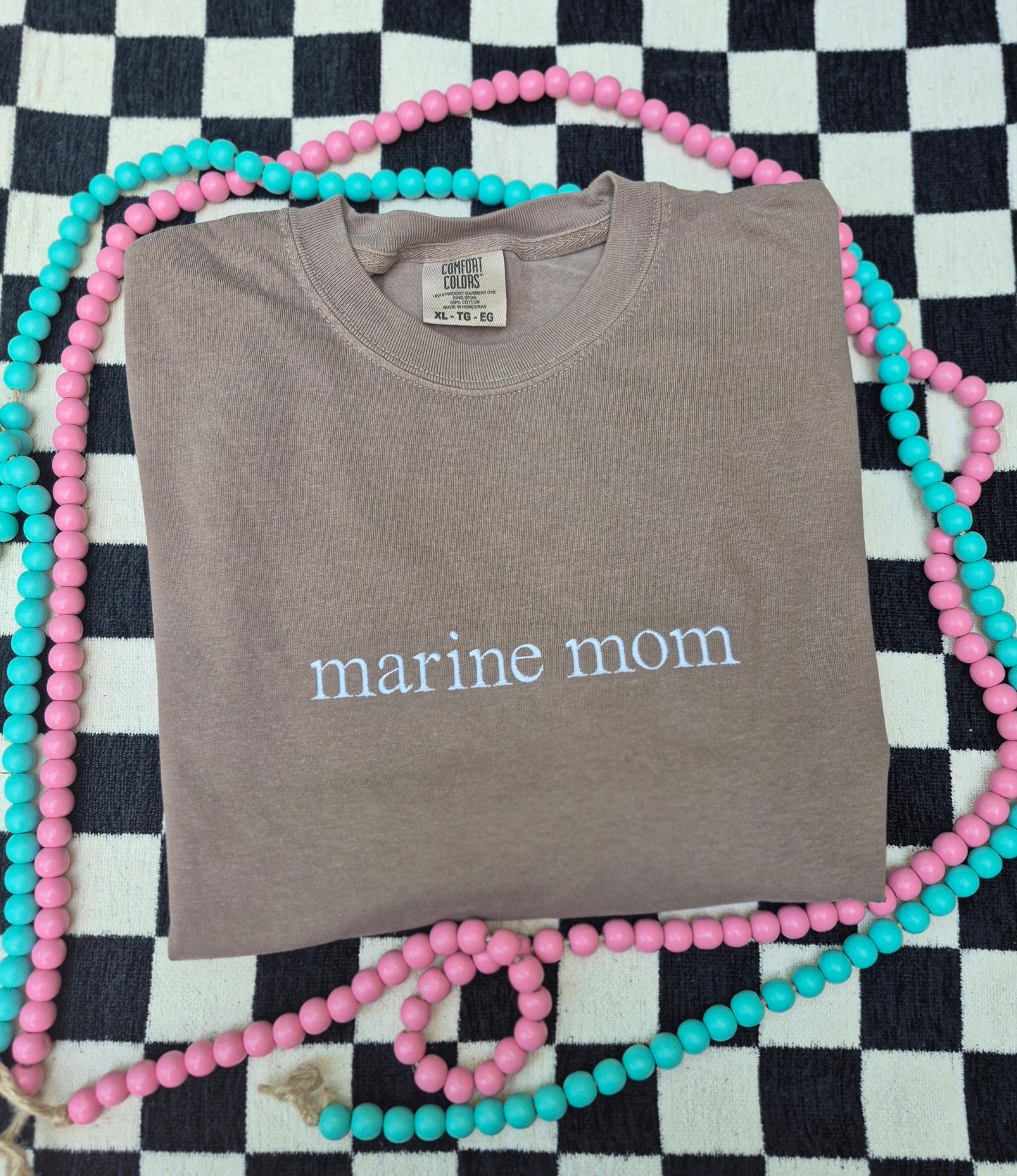 "__ mom" comfort color tee embroidery