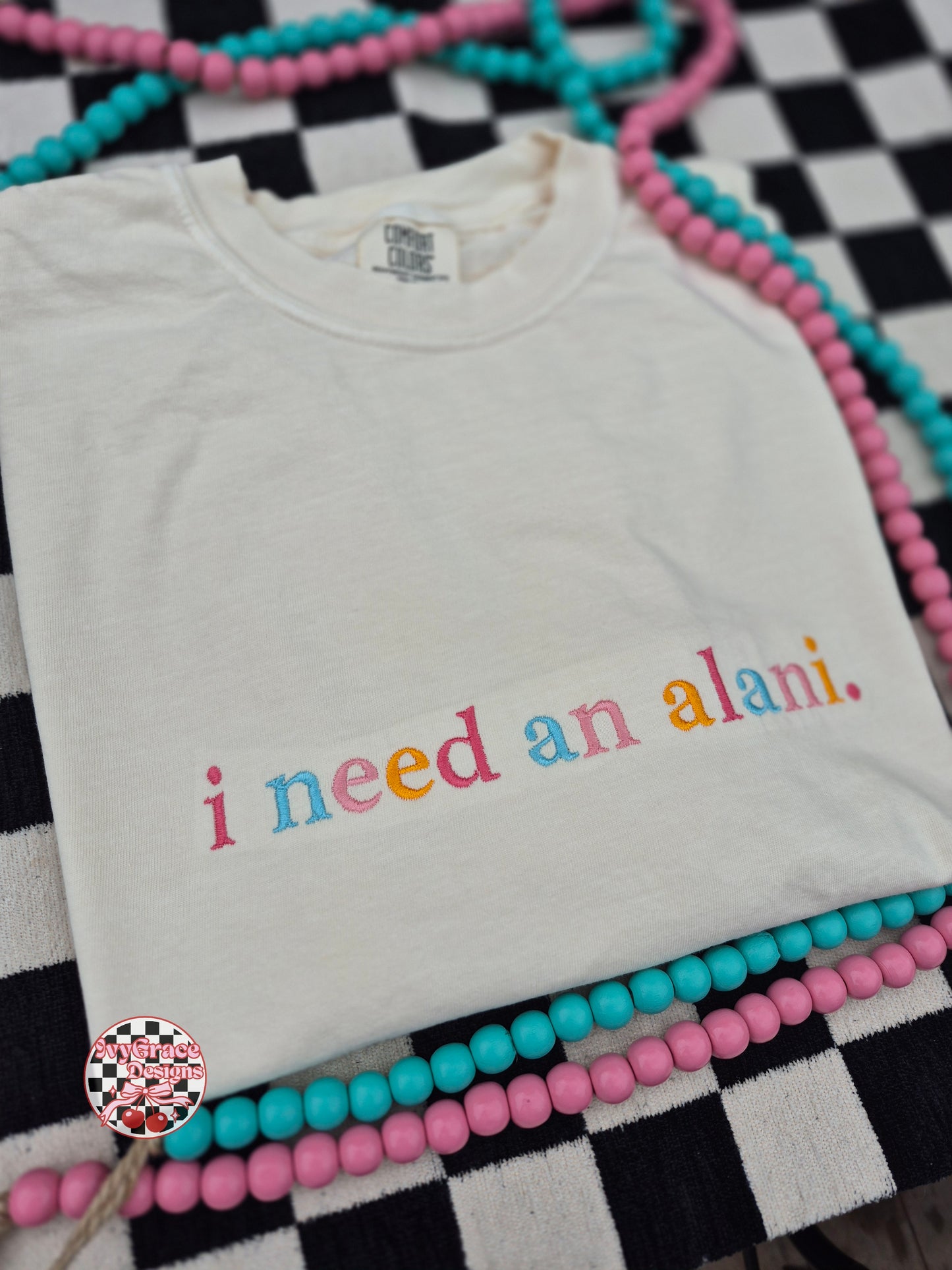 I need an alani. Embroidery cc tee