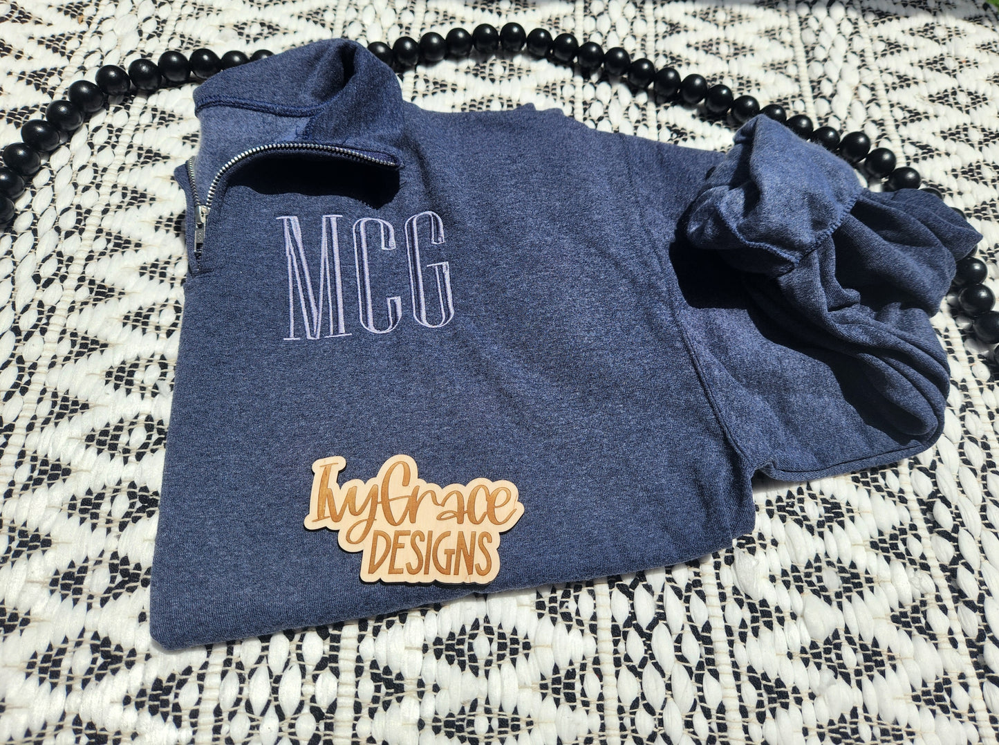 Monogram or MAMA - embroidery quarter zips