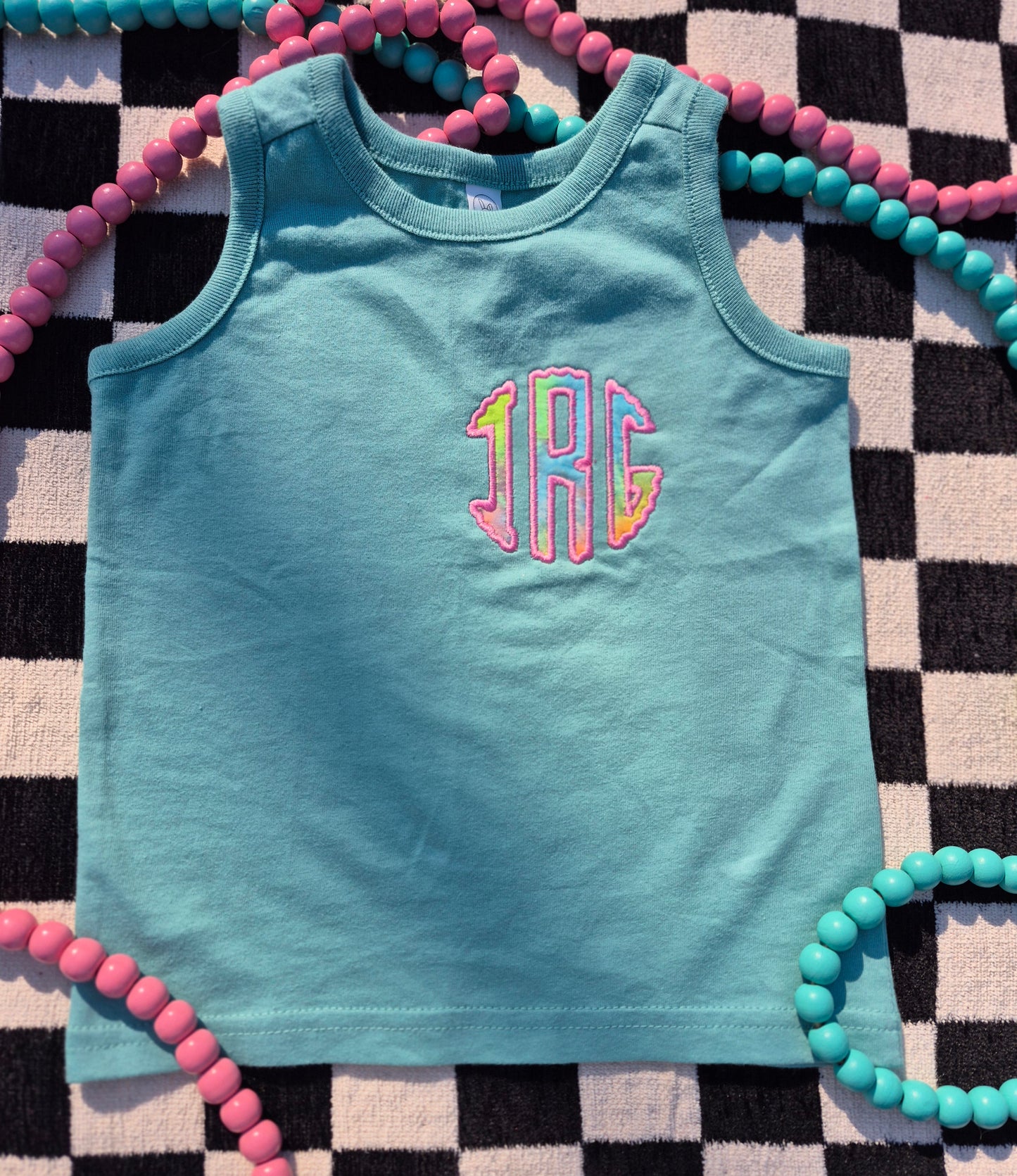 Toddler tiedye monogram tank