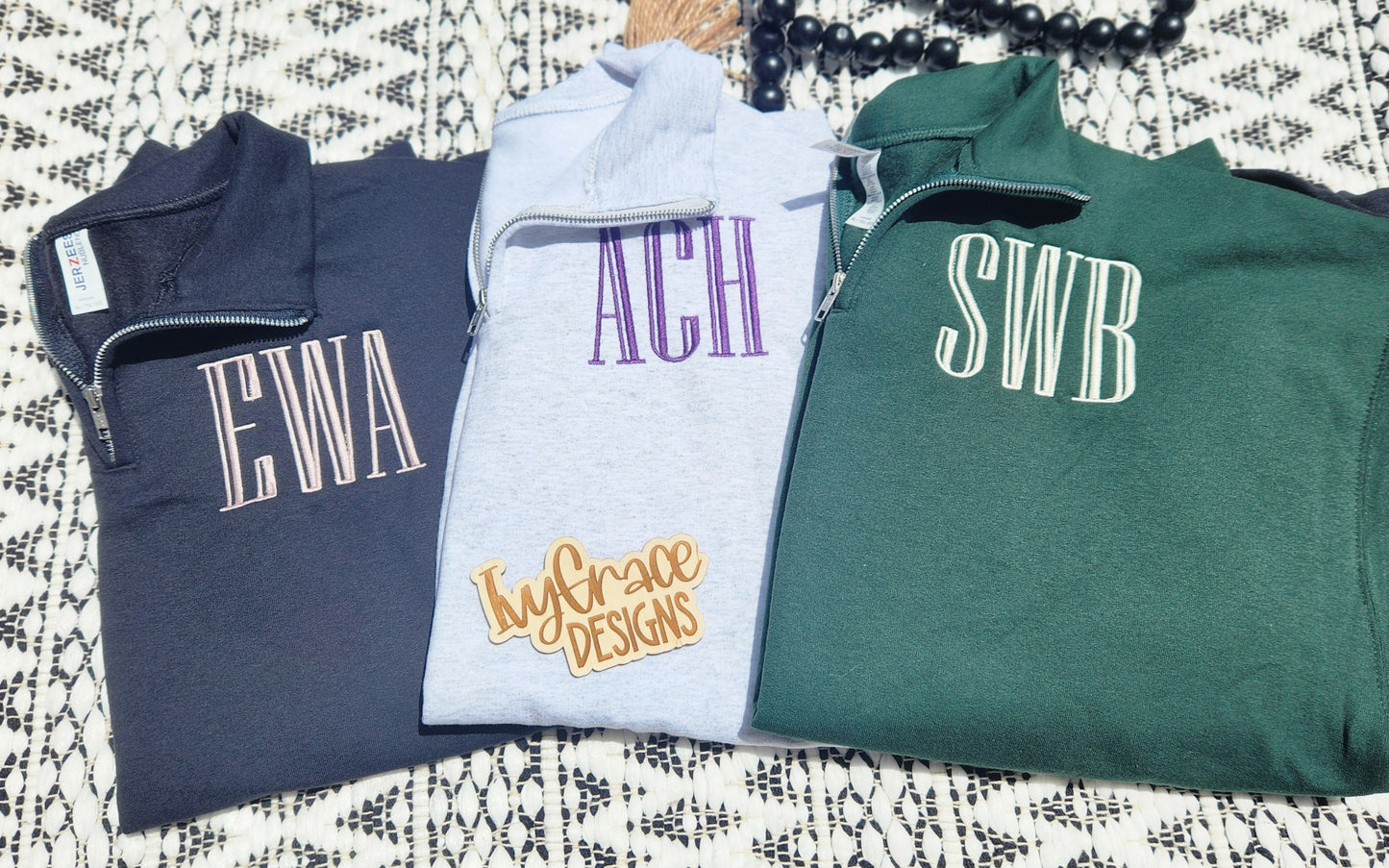 Monogram or MAMA - embroidery quarter zips