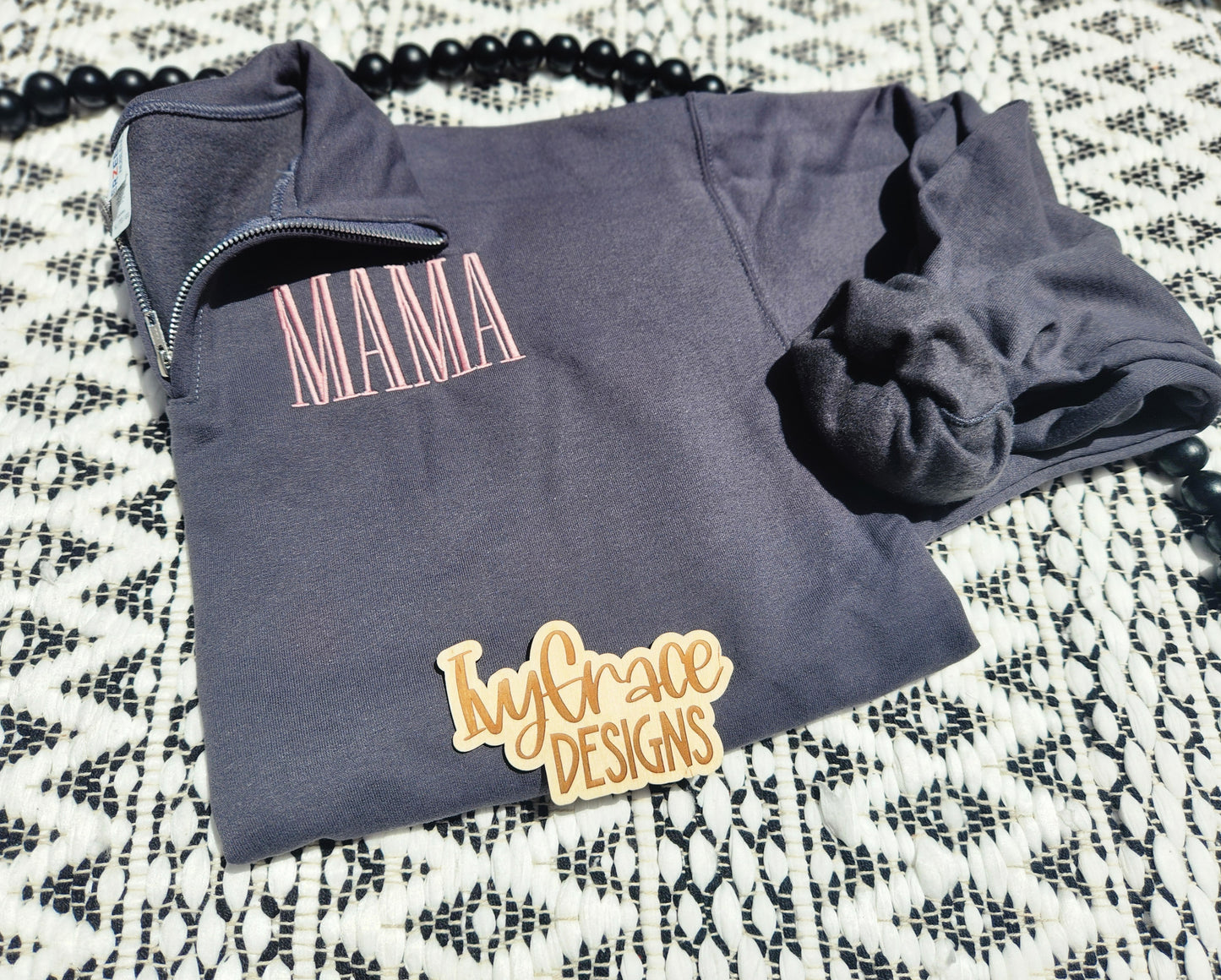 Monogram or MAMA - embroidery quarter zips