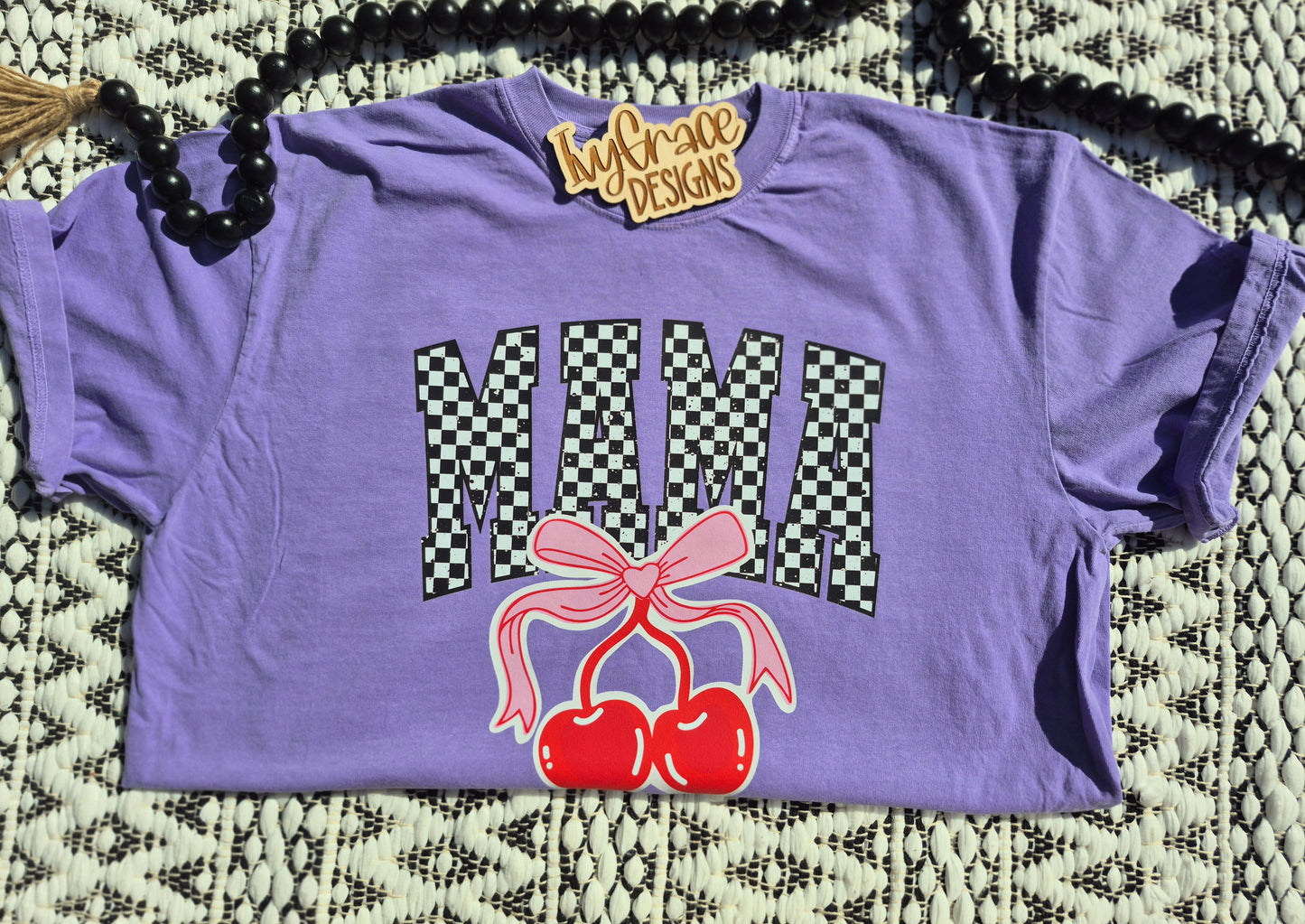 Mama red & pink cherry bow