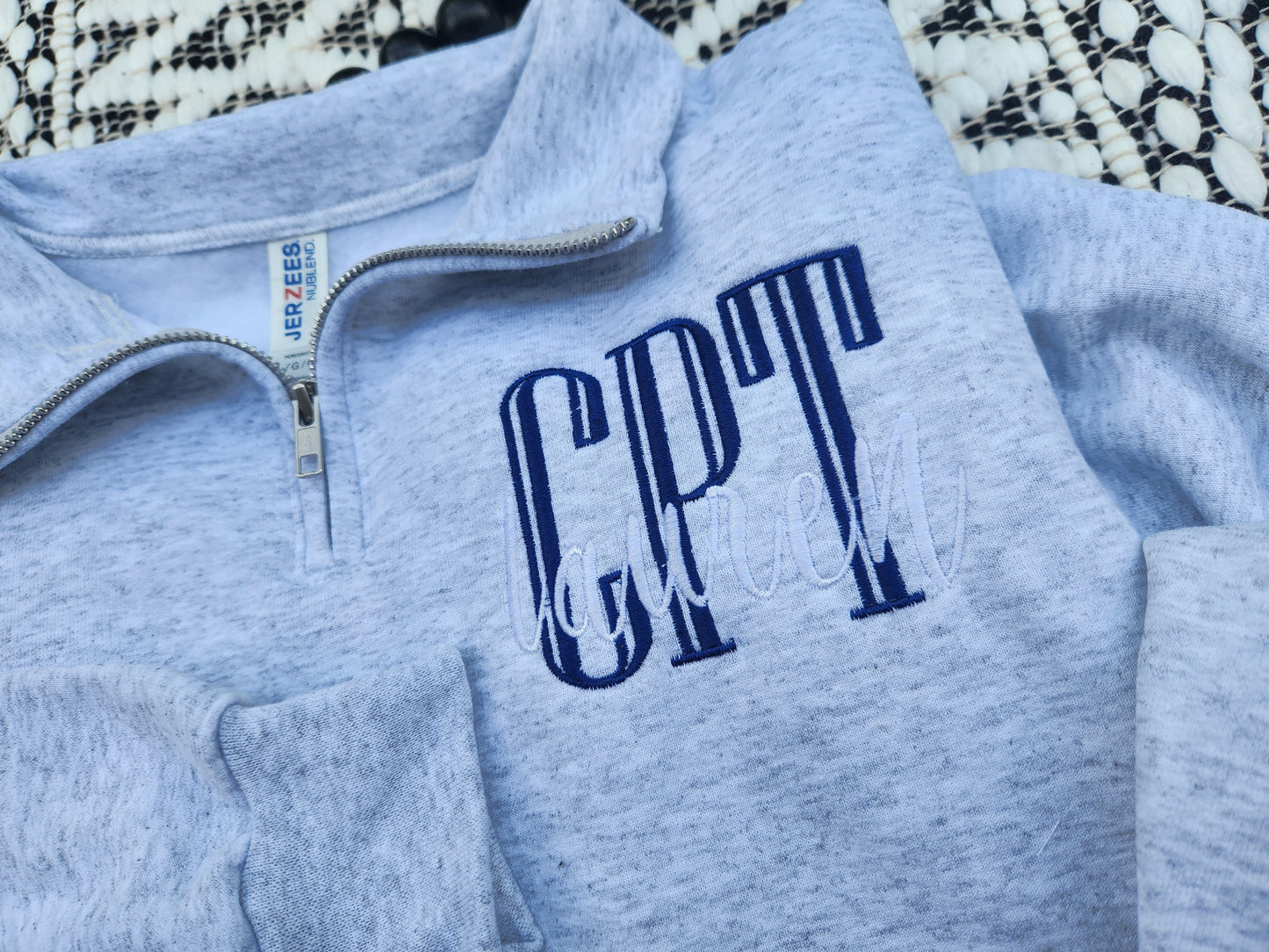 Job title & name embroidery quarter zip