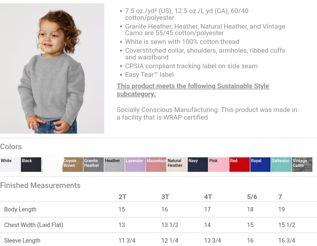 Floral letter & name toddler crews