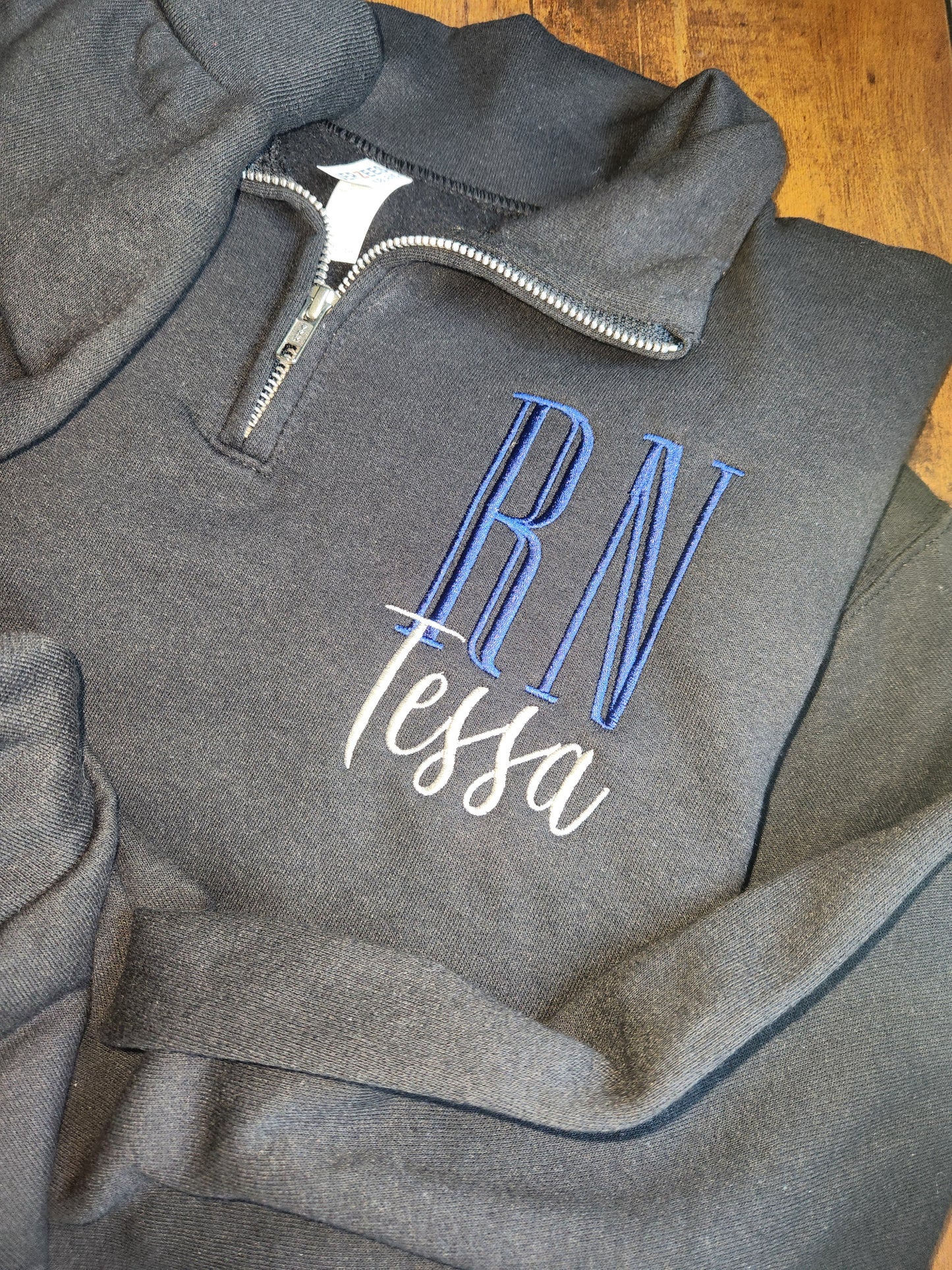 Job title & name embroidery quarter zip