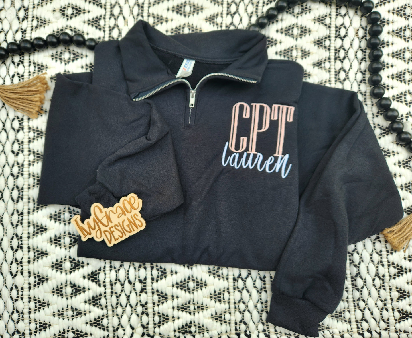 Job title & name embroidery quarter zip