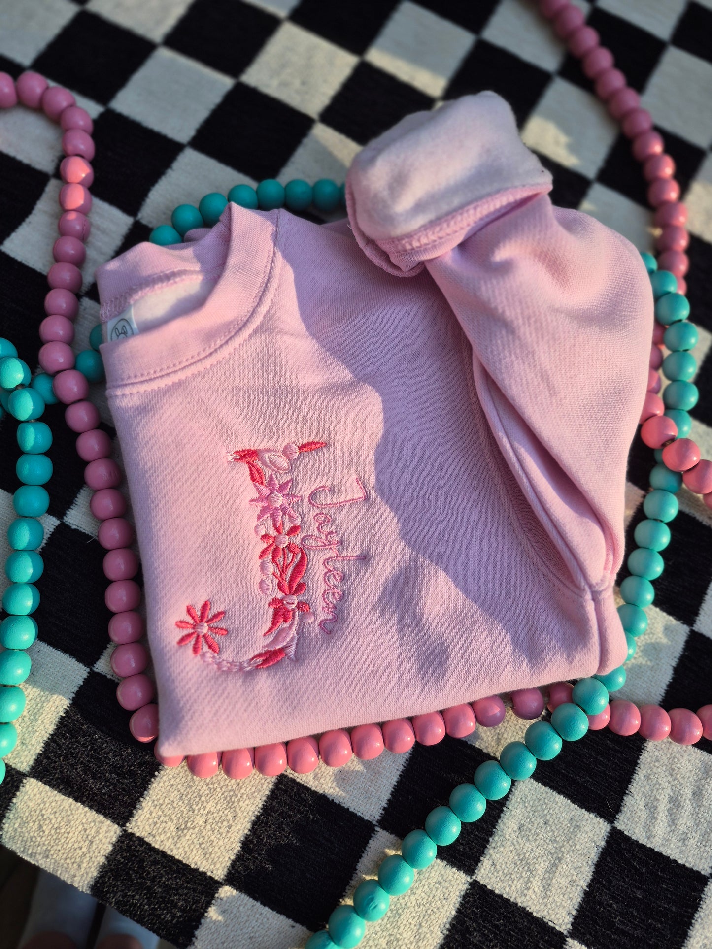 Floral letter & name toddler crews