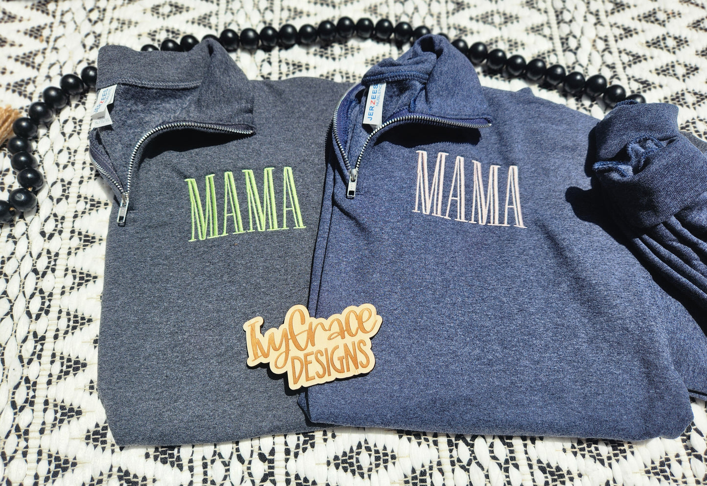 Monogram or MAMA - embroidery quarter zips