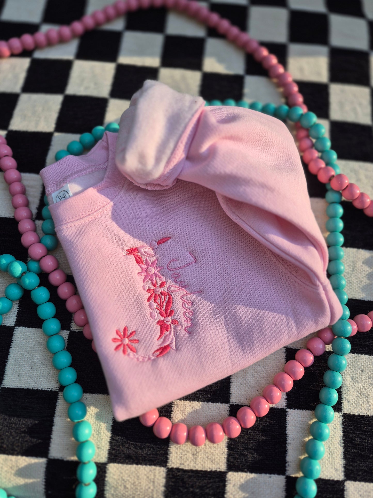Floral letter & name toddler crews