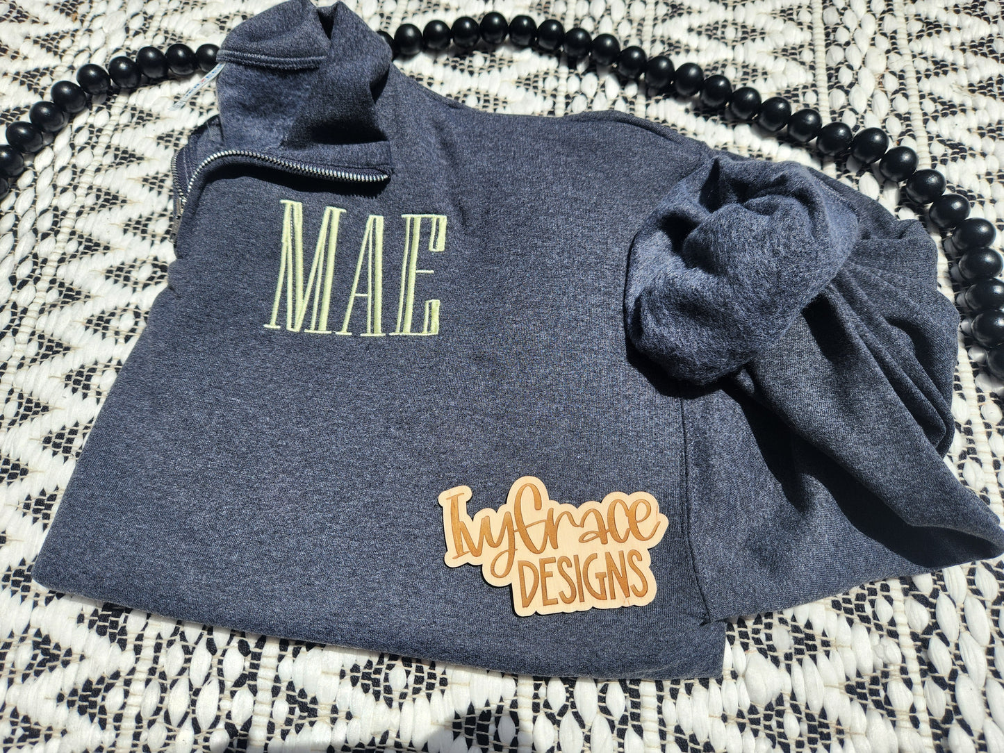 Monogram or MAMA - embroidery quarter zips
