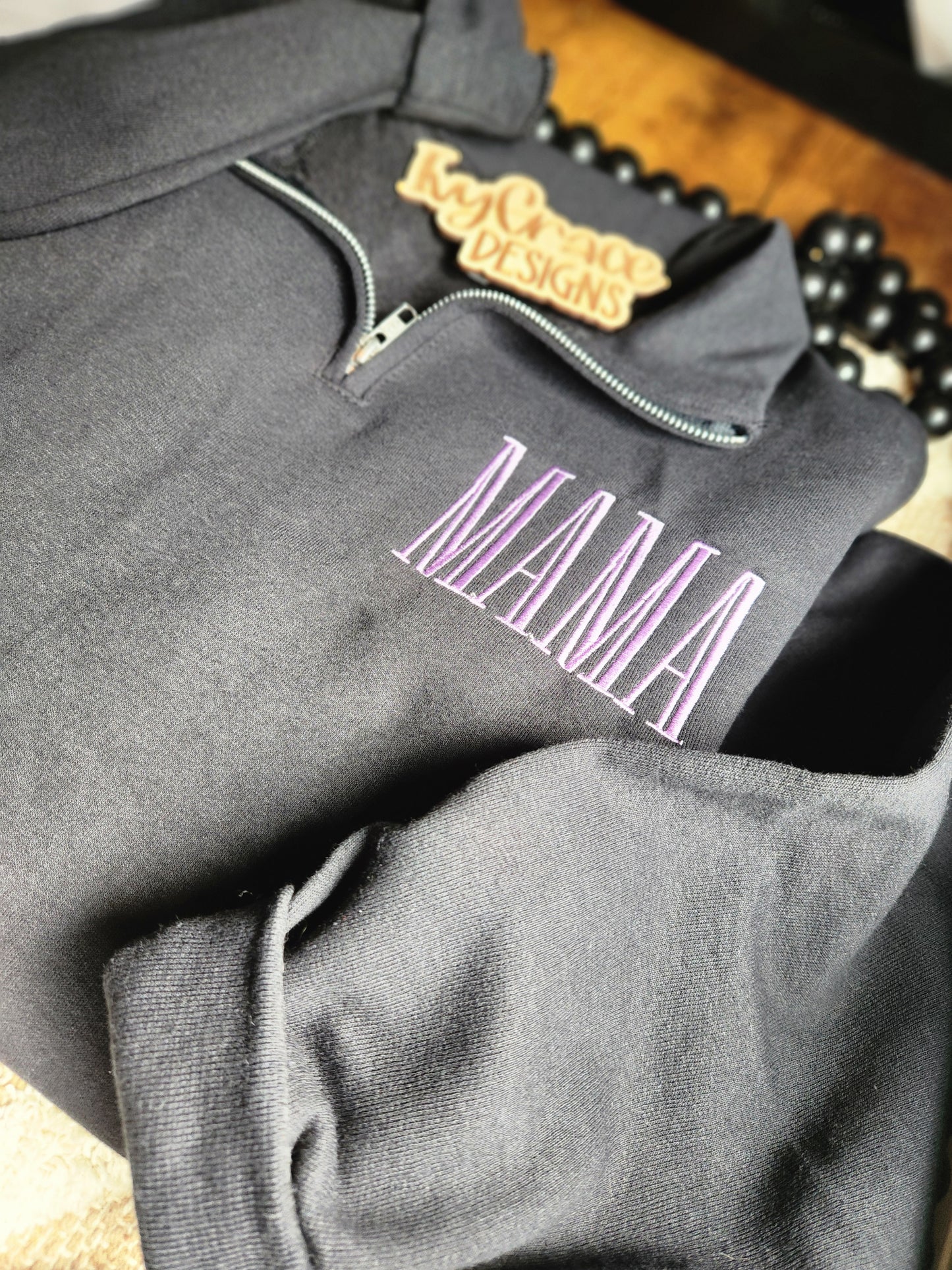 Monogram or MAMA - embroidery quarter zips