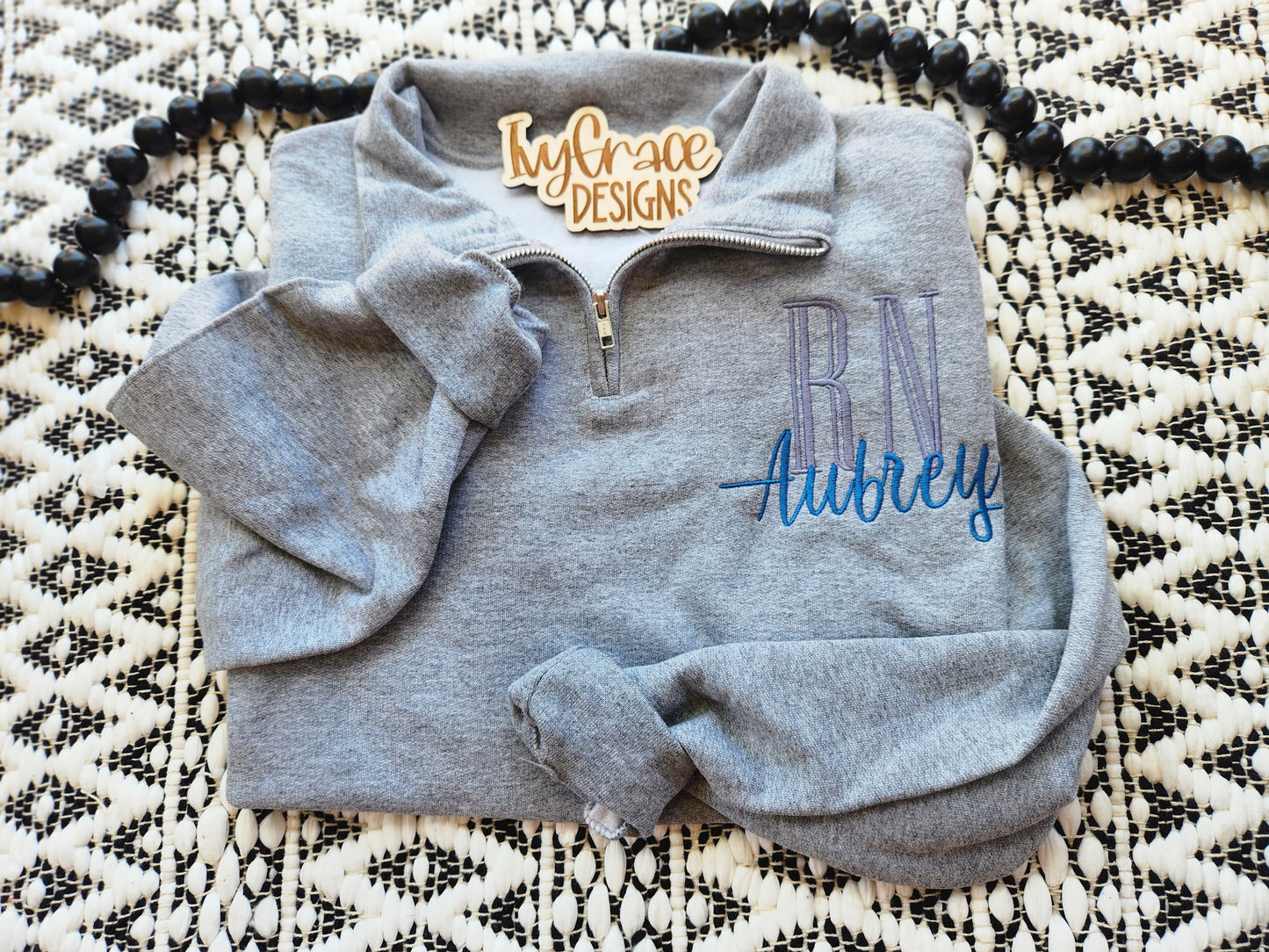 Job title & name embroidery quarter zip
