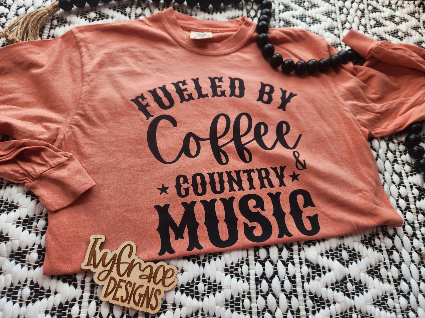 Coffee & country music - long sleeve comfort color tee