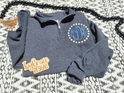 Dotted circle Monogram quarter zip