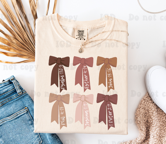 Neutral Bible verse bows (adult comfort color tee)