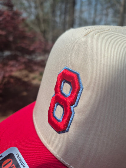Puff number + name on side structured hat