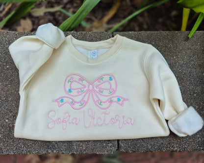Floral name bow sweatshirts - toddler & infant