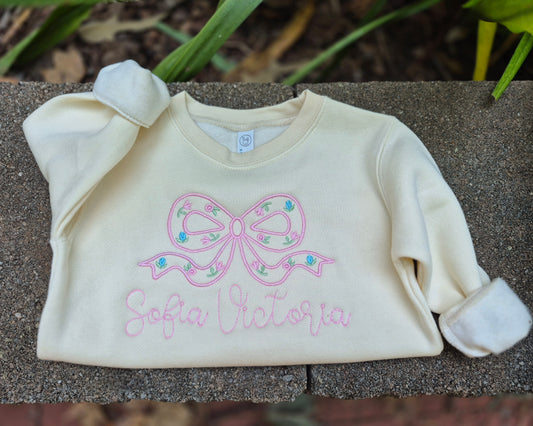 Floral name bow sweatshirts - toddler & infant