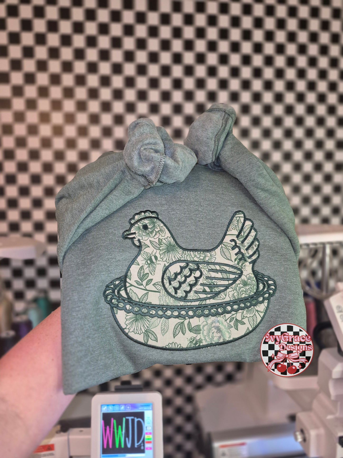 Hen on nest- cc tees & gildan crews