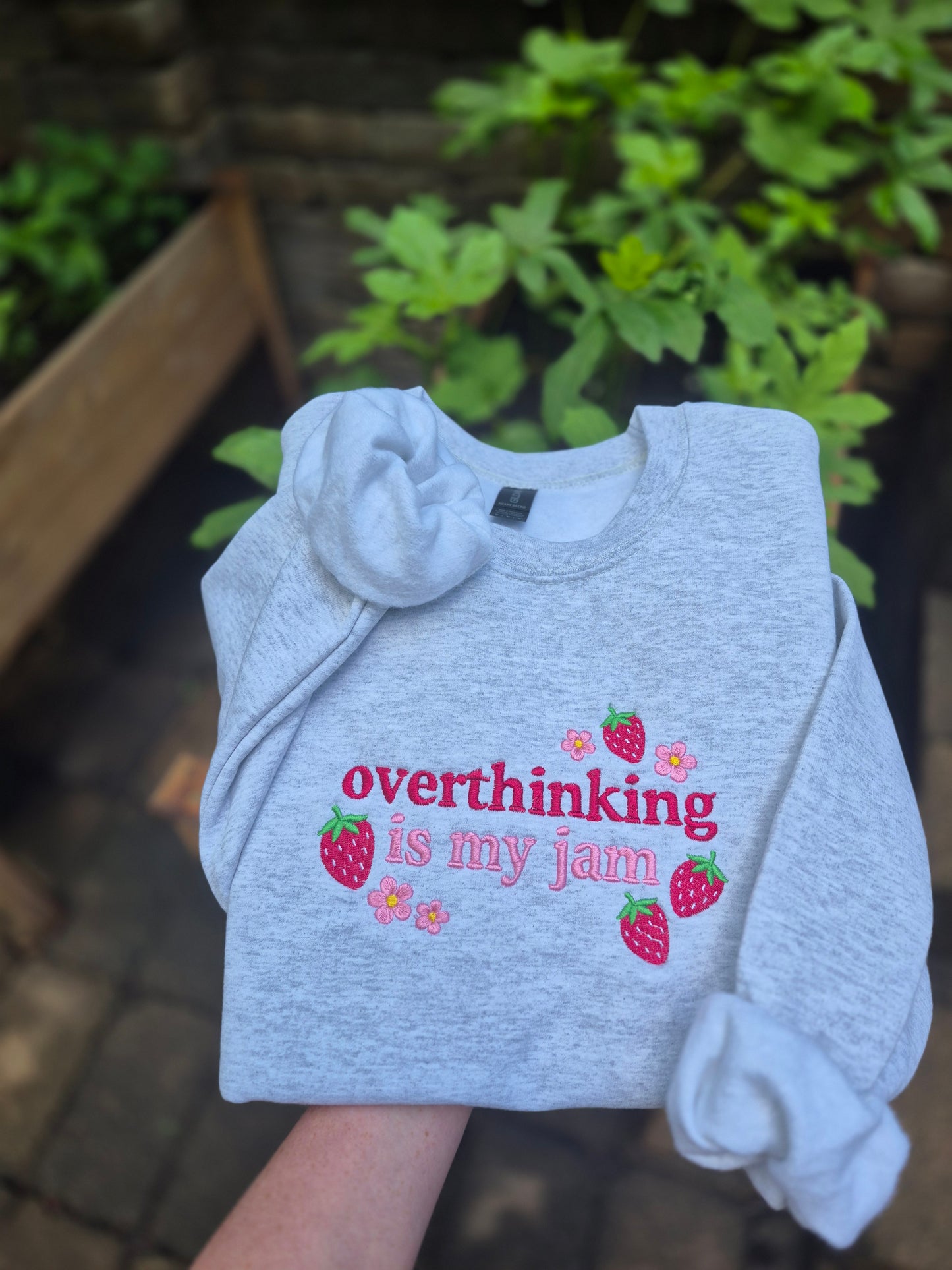Overthinking is my jam - embroidery - cc tee & gildan crew