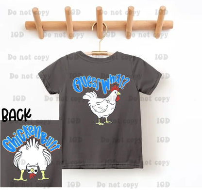 Guess what / chicken butt - boy &- girl option  (infant, toddler & youth) rabbit skins/lat/gildan