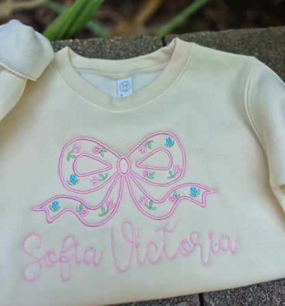 Floral name bow sweatshirts - toddler & infant