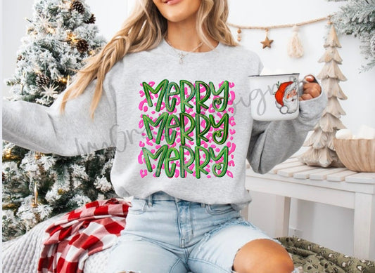Pink & green merry 🎄 sweatshirt