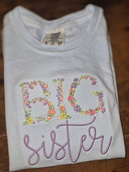 Big sister - floral - toddler / youth - read description