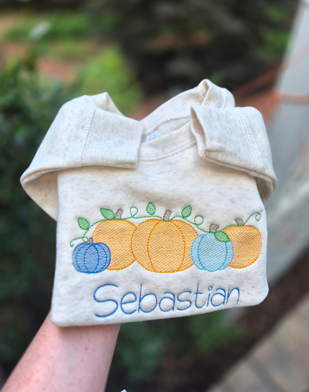 Blue pumpkin toddler crew