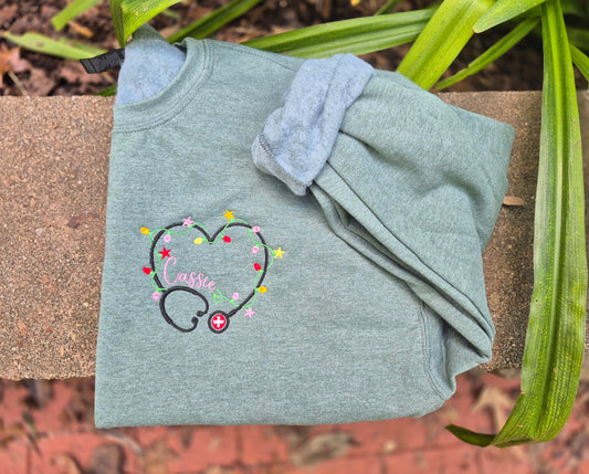 Stethoscope lights & name sweatshirt 🎄