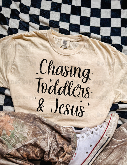 Chasing toddlers & jesus  comfort color tee