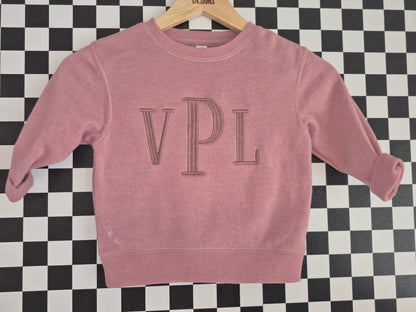 Toddler embroidery Monogram crew