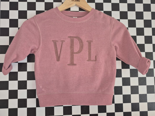 Toddler embroidery Monogram crew
