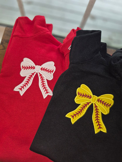 Baseball / softball applique bow q zip