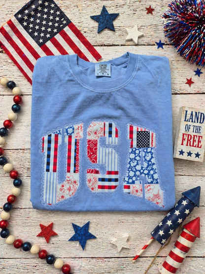 USA faux lace - cc tee & gildan crew