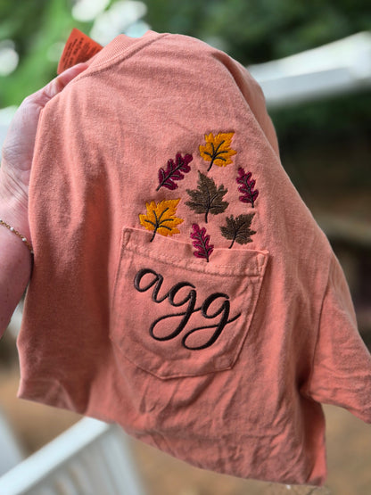 Leaves + monogram - cc tee