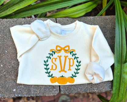 Pumpkin monogram- toddler crew