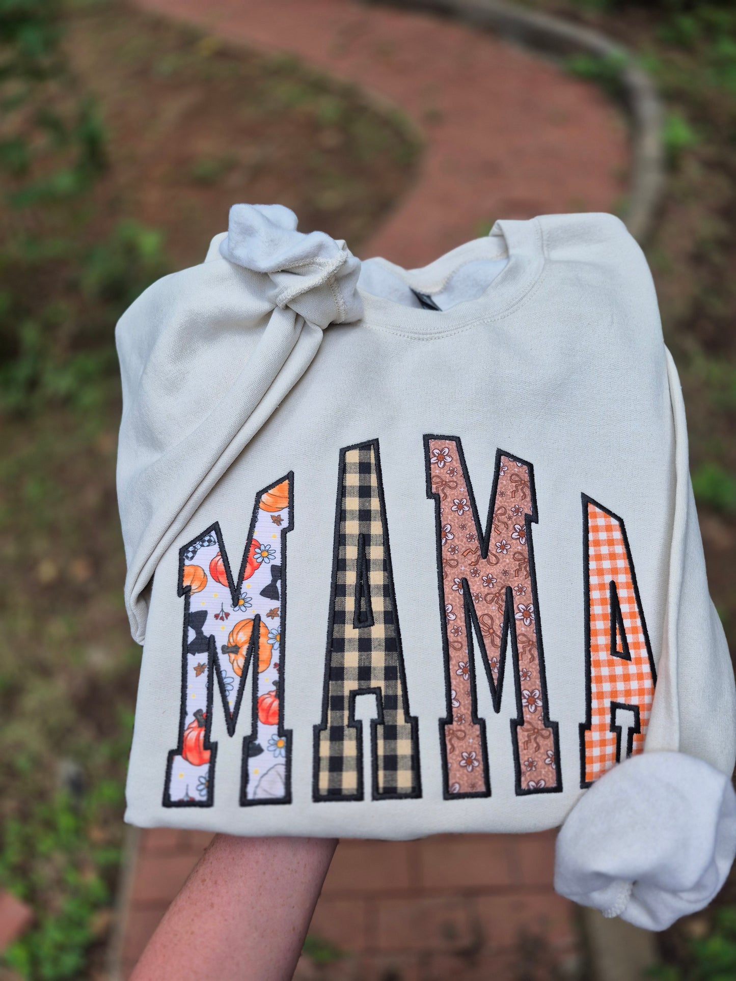 Mama fall applique- cc tees & gildan crews