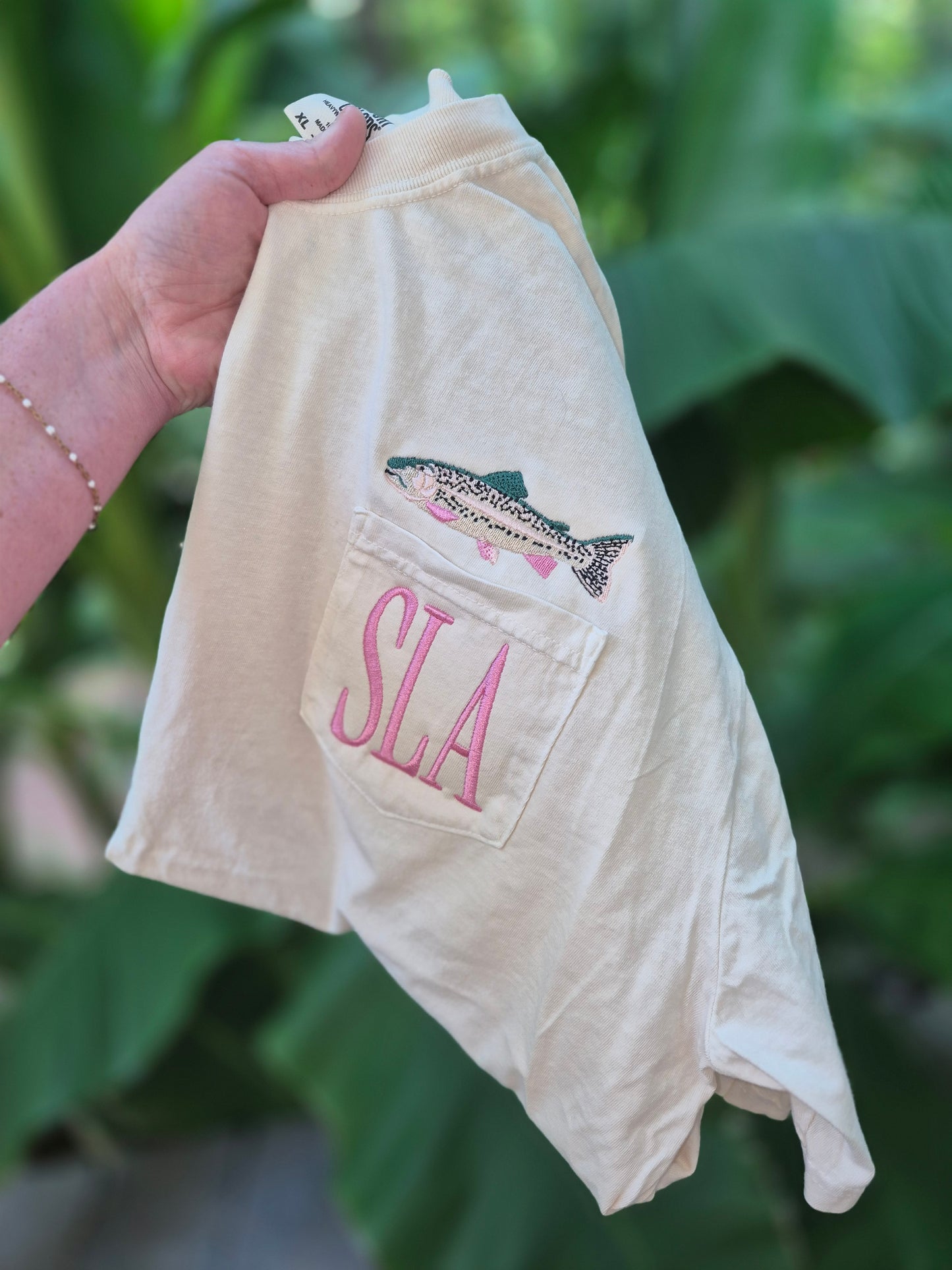 Fish monogram pocket tee - read description