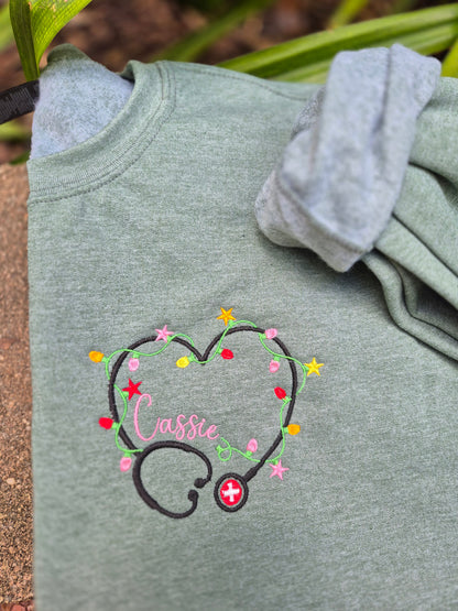 Stethoscope lights & name sweatshirt 🎄