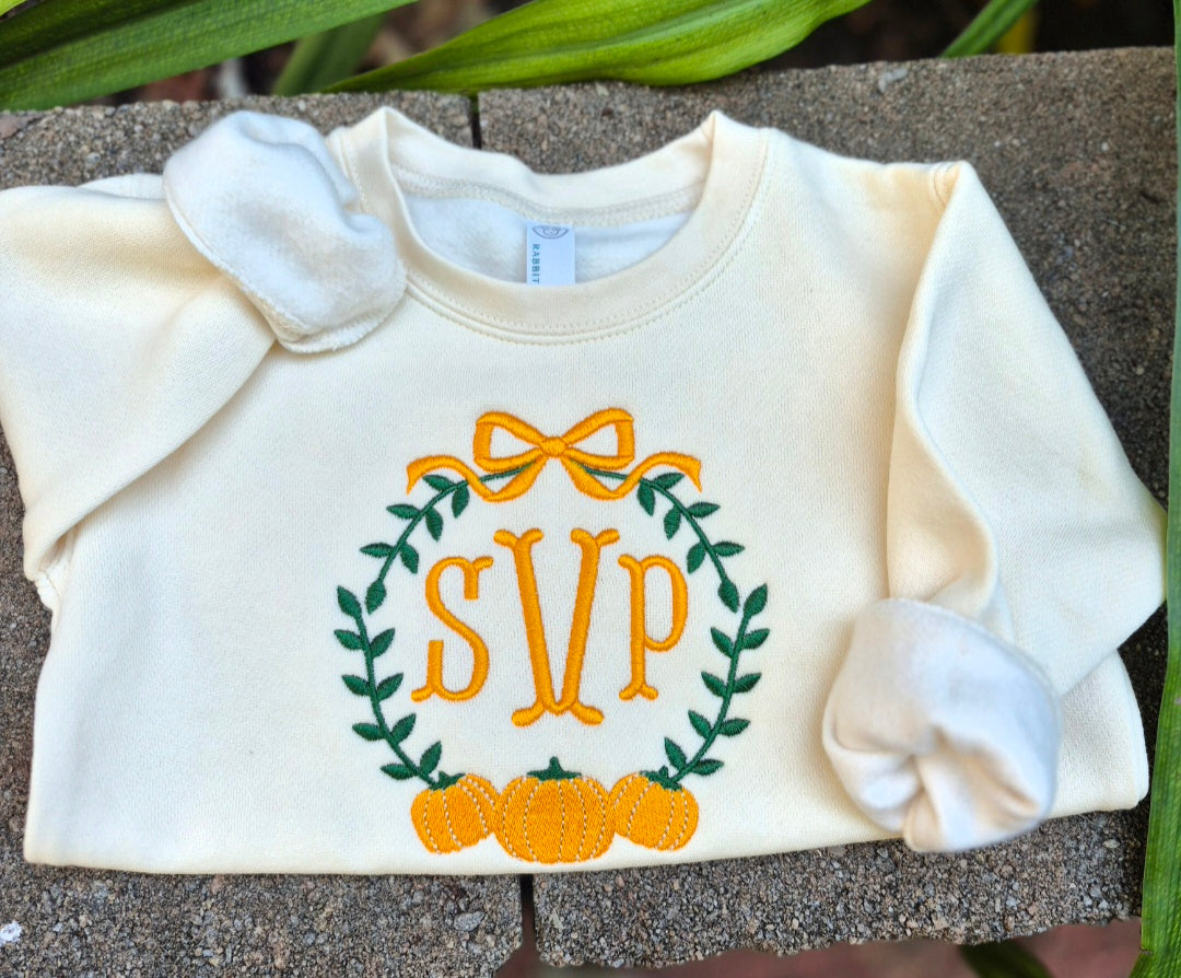 Pumpkin monogram- toddler crew
