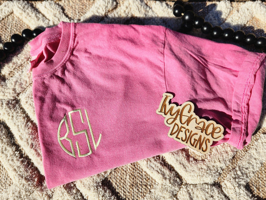 Monogram comfort color tee - embroidery