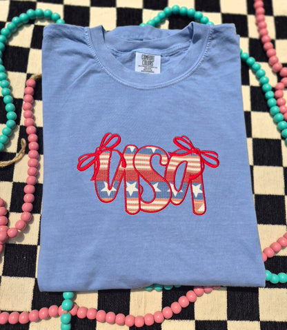 Applique USA ❤️🤍💙 cc tees & gildan crews