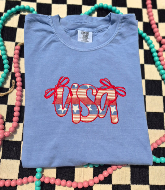 Applique USA ❤️🤍💙 cc tees & gildan crews